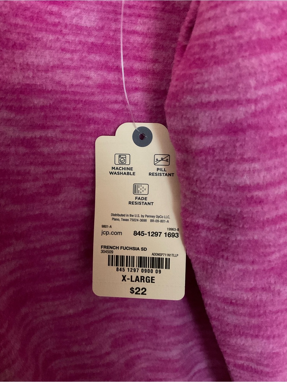 St. John's Bay Pink Heather V-Neck Long Sleeve Top - Picture 3 of 4